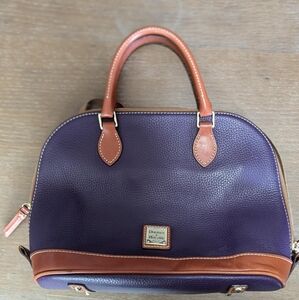 Dooney & Bourke Purple and Tan Satchel with Structured Design